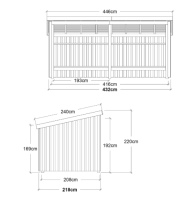 PLUS Nordic Multi Gartenhaus 9,5 m² - 2 Module offen m. Dachpappe / Aluleisten / H-Pfostenfüße
