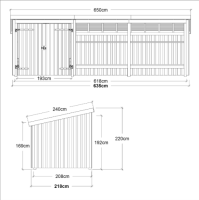 PLUS Nordic Multi Gartenhaus 14 m² - 3 Module Doppeltür & offene Fassade m. Dachpappe / Aluleisten / H-Pfostenfüße