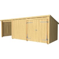 PLUS Nordic Multi Gartenhaus 14 m² - 3 Module Doppeltür & offene / geschlossene Fassade