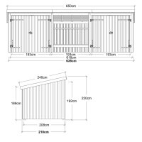 PLUS Nordic Multi Gartenhaus 14 m² - 3 Module m. 2 Doppeltüren & offene Fassade