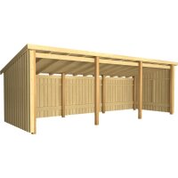 PLUS Nordic Multi Gartenhaus 14 m² - 3 Module offen m. Dachpappe / Aluleisten