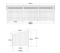 PLUS Nordic Multi Gartenhaus 14 m² - 3 Module offen m. Dachpappe / Aluleisten / H-Pfostenfüße