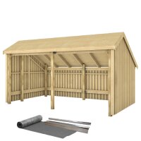 PLUS Multi Gartenhaus 10,5 m² - 2 Module offen m. Dachpappe / Aluleisten