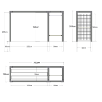 PLUS Daylife Modell 2 B: 108 cm - L: 369 cm - H: 208 cm Druckimprägniert NTR Kl. A farbgrundiert RAL 9005 Schwarz