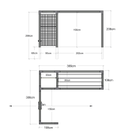 PLUS Daylife Modell 3 B: 108 cm - L: 369/306 cm - H: 208 Druckimprägniert NTR Kl. A farbgrundiert RAL 9005 Schwarz