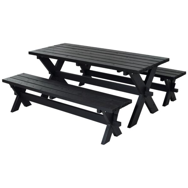 PLUS Nostalgi Plankengarnitur - 177 cm - 1 Tisch und 2 Bänke