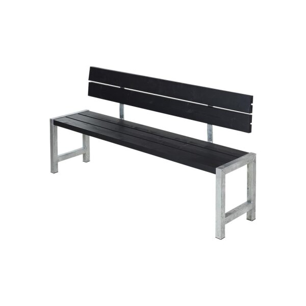 PLUS Plankenbank mit Rückenlehne - 176 cm - Schwarz