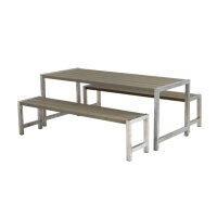 PLUS Plankengarnitur - 186 cm - 1 Tisch und 2 Bänke...