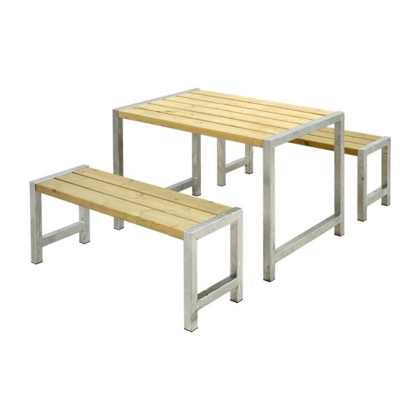 PLUS Cafégarnitur 127 cm - 1 Tisch und 2 Bänke