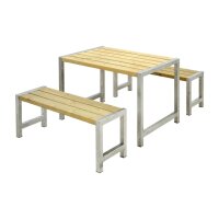 PLUS Cafégarnitur 127 cm - 1 Tisch und 2 Bänke