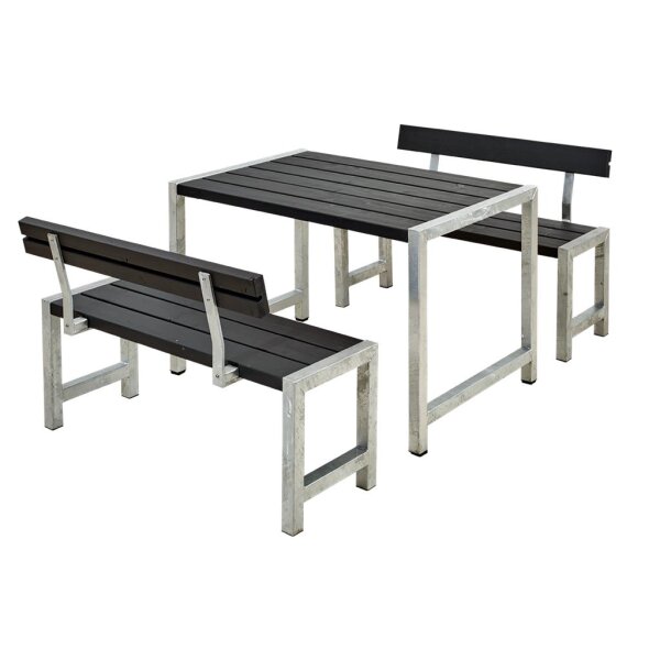 PLUS Cafégarnitur m / 2 Rückenlehne - 127 cm - Schwarz