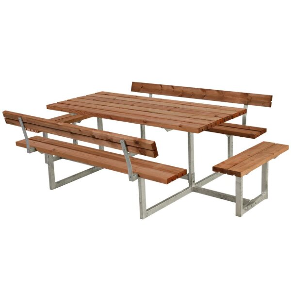 PLUS Basic Kombimöbel mit 2 Anbausätzen und 2 Rückenlehnen - 260 cm - Farbgrundiert Teak