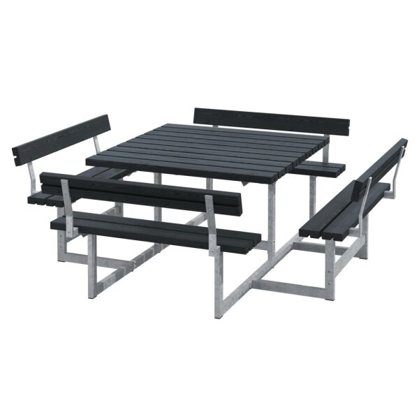 PLUS Picnic Kombimöbel m / 4 Rückenlehnen - 224 cm - Schwarz