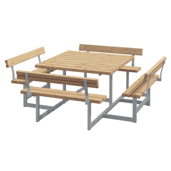 PLUS Picnic Kombimöbel m/4 Rückenlehnen 224x224x76/45 Thermowood