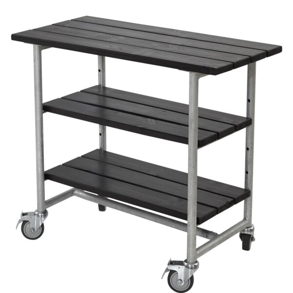PLUS Urban Picknick Pflanz- / Grilltisch m / 2 Regalfächern - 100 cm - Schwartz