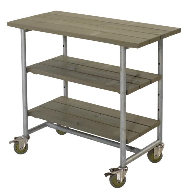PLUS Urban Picknick Pflanz- / Grilltisch m / 2 Regalfächern - 100 cm - Graubraun