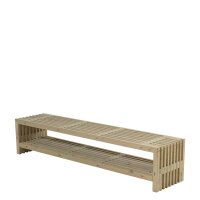PLUS Rustikale Lattenbank mit Regalfach 218×49 cm -...