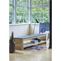 PLUS Rustikale Lattenbank mit Regalfach 218×49 cm -...