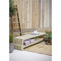 PLUS Rustikale Lattenbank mit Regalfach 218×49 cm - Treibholz Farb