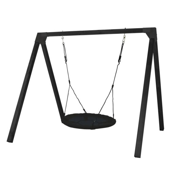PLUS Schaukelgestell inkl. Erdanker, Schwarz Cubic beschläge und Kabinerhaken 268x260x225 cm - inkl. Nestschaukel Druckimprägniert farbgrundiert RAL 9005 Schwarz