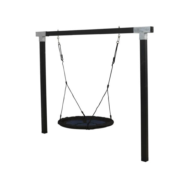 PLUS Cubic Schaukelgestell inkl. Kabinerhaken 268x9x209 cm - mit 1 blau Schaukelnest Druckimprägniert farbgrundiert RAL 9005 Schwarz