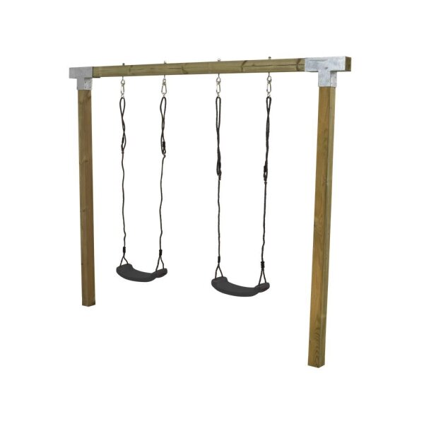 PLUS Cubic Schaukelgestell inkl. Kabinerhaken 268x9x209 cm - mit 2 Grauschwarz Schaukelsitzen Druckimprägniert