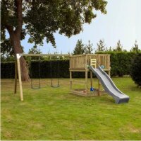 PLUS Play Spielturm inkl. Schaukelanbau Inkl. Grauschwarz Schaukelsitzen/Rutsche Druckimprägniert