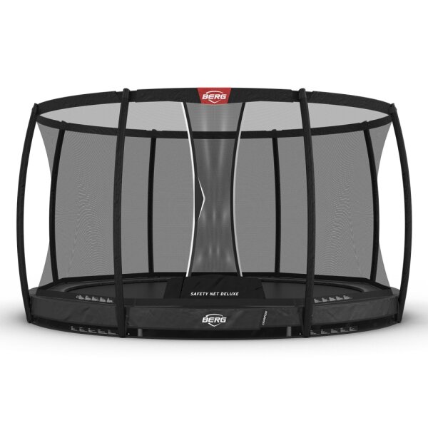 BERG Trampolin Rund 380 cm Champion InGround Grau + Sicherheitsnetz Deluxe AIRFLOW pro