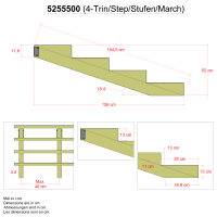 PLUS Treppenwange Holz 4-Stufen (Schritttiefe39 cm)...