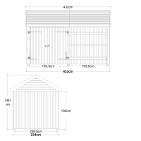 PLUS Classic Geräteraum 2 Modulen m/Doppeltür/offene Fassade, Inkl. Dachpappe, Aluleisten u. Pfostenfüße