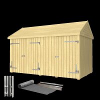 PLUS Classic Geräteraum 2 Modulen m/2 Räumen/Einzeltür u. Doppeltür Inkl. Dachpappe, Aluleisten u. Pfostenfüße
