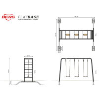 BERG PlayBase L Black Klettergerüst Schaukelgestell mit Reckstange u. Leiter