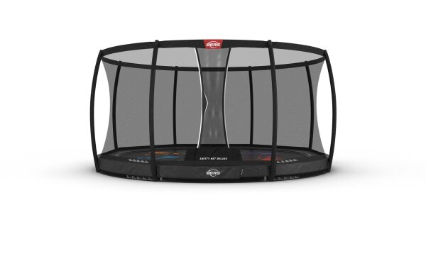 BERG Trampolin Rund 430 cm Elite InGround Grau Levels + Safety Net DLX XL