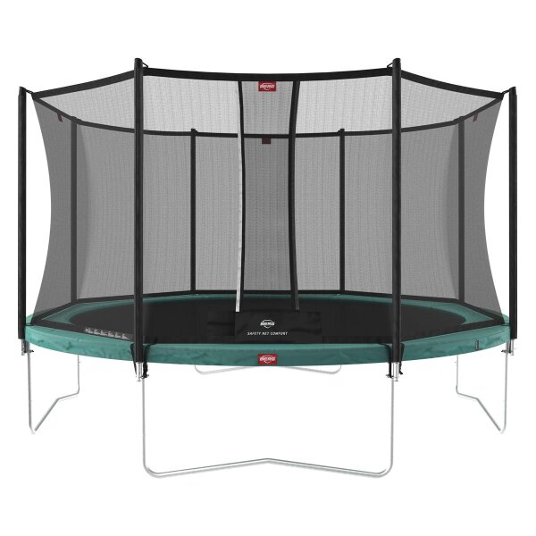 BERG Trampolin rund 430 cm grün mit Sicherheitsnetz Comfort Favorit Regular