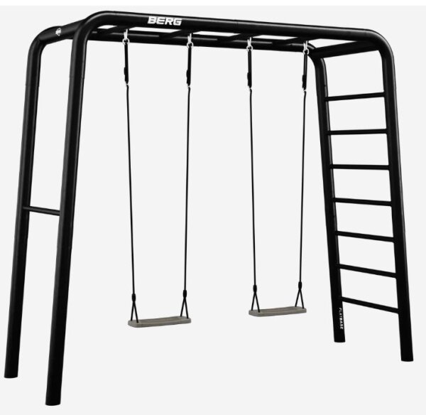 BERG PlayBase M Black Klettergerüst Schaukelgestell mit Reckstange und Leiter + Swing set