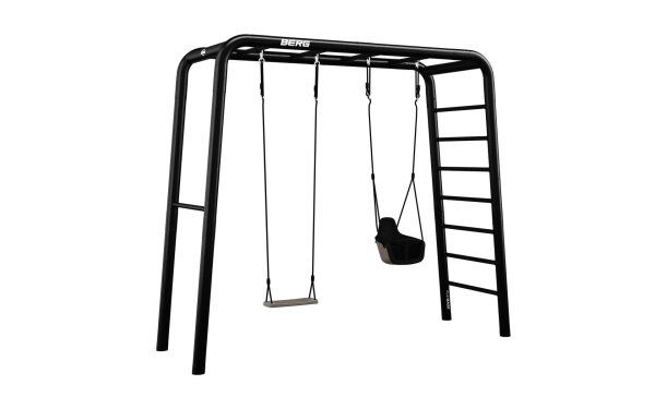 BERG PlayBase M Black Klettergerüst Schaukelgestell mit Reckstange und Leiter + Toddler set